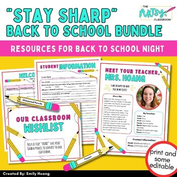 Preview of Back to School Night / Open House "Stay Sharp" Bundle (Pencil Theme)