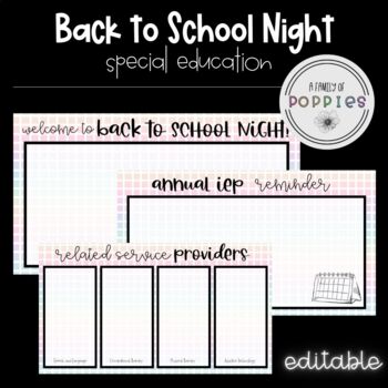 Preview of Back to School Night : Open House : for Special Education teachers : EDITABLE