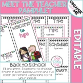 Back to School Night Pamphlet for Meet the Teacher {editable}