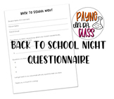 Back to School Night- Parent Questionnaire