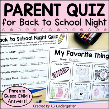 Preview of Back to School Night Parent Quiz