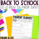 Back to School Night Parent Survey | Get To Know Your Chil