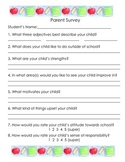 Back to School Night Parent Survey & Question/Comment Form