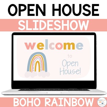 Preview of Back to School Night PowerPoint | Boho Rainbow Slides for Open House