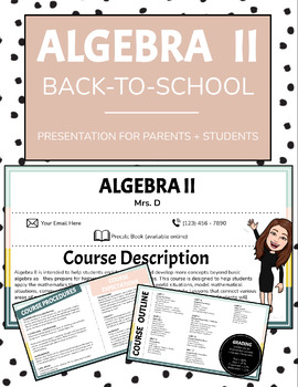 Preview of Back to School Night Presentation - Algebra 2