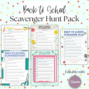 Back to School Night Scavenger Hunt | Meet the Teacher Night ...