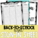 Parent Night Sign In Sheet Teaching Resources | Teachers Pay Teachers