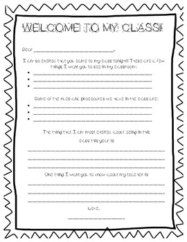 Preview of Back to School Night Student and Parent letters