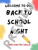Back to School Night Welcome Sign and Sign In Sheet (Color Blob)