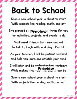Back to School Night and Welcome Back to School Poems | TPT