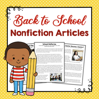 Preview of Back to School Nonfiction Articles | Differentiated Articles About School