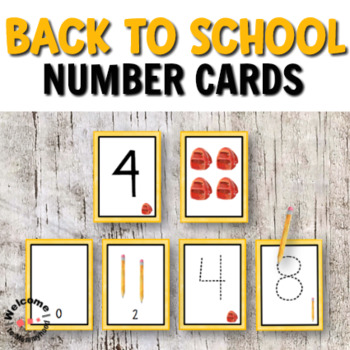 Preview of Back to School Number Cards 0 to 9 for Math Centers or Hands-on Activities