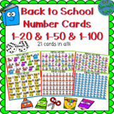 Back to School Number Cards First to 20 50 100 1-20 1-50 1