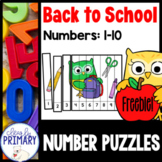 Number Puzzles Back to School, Numbers 1-10 | FREE