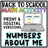 Back to School Numbers About Me Math Activity