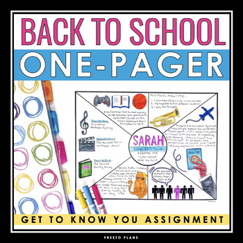Preview of Back to School One Pager - First Week Get to Know You Activity