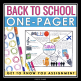 Back to School One Pager - First Week Get to Know You Activity