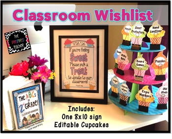 Meet the teacher Wishlist Donation Cupcakes in Spanish & English (Color &  B&W)