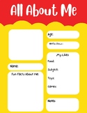 'All About Me' Write In Template