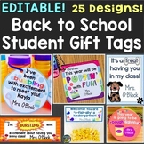 Back to School Gift Tags Editable Open House, Meet the Teacher Student Gift Tags