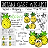 Back to School Open House Pineapple Theme Class Wishlist f