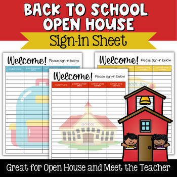 Back to School Open House Sign In Sheet, Meet the Teacher Sign In Sheet