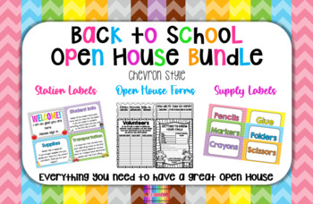 Preview of Back to School Open House Stations & Labels: Chevron