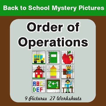 Back to School: Order of Operations - Color-By-Number Math Mystery Pictures