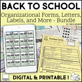 Back to School Organizational Forms, Letters, Labels, and 