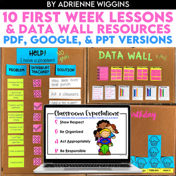 Preview of Back to School Pack (10 First Week Lessons & Data Wall) BUNDLE Distance Learning