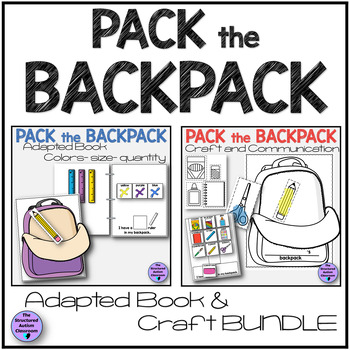 Preview of Back to School Pack the Backpack Supplies Adapted Book and Craft Bundle SPED