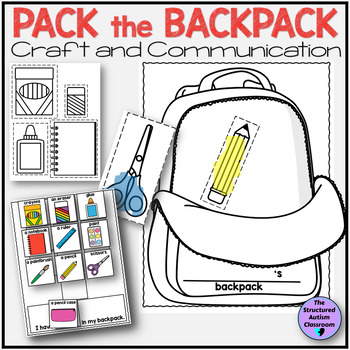 Preview of Back to School Pack the Backpack with School Supplies Craft Activity SPED