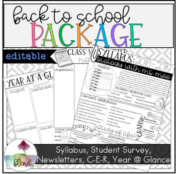 Preview of Back to School Package: Syllabus, Newsletter, Student Survey, and More!