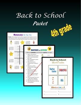 Preview of Back to School Packet - 4th grade