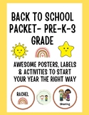 Back to School Packet with Classroom Rules- Pre-K-3rd Grade