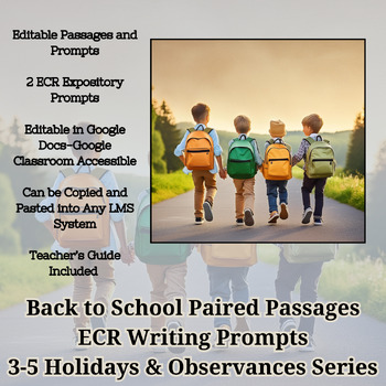 Preview of Back to School Paired Passage ECR &  SCR Practice Prompts: Grades 3-5 STAAR Prep