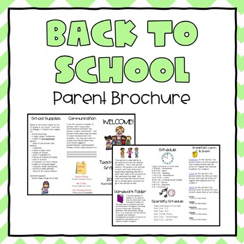 Preview of Back to School Parent Brochure (Editable)