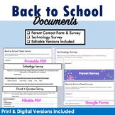Back to School Parent Contact Forms