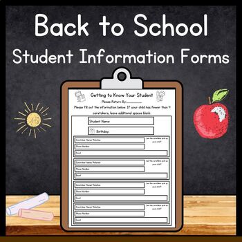 Preview of Back to School- Parent Contacts and Student Information Sheets- Plus Bonus Gift!