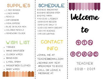 Preview of Back to School Brochure | Editable | Parent Contact | Meet the Teacher