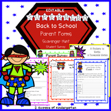 Back to School Parent Forms (Editable) Superhero theme
