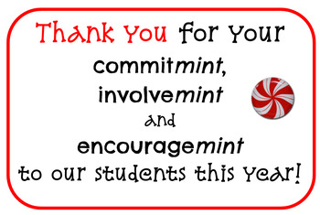 Preview of Back to School Parent Gift Mint Thank you Note Commitment FREE Conferences