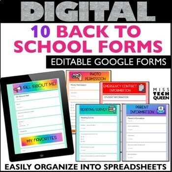 Preview of Back to School Parent Google Forms Open House Editable Contact Information
