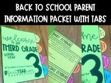 Back to School Parent Information Packet EDITABLE