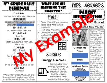Preview of Back to School Parent Information Tri-Fold