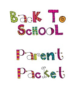 Preview of Back to School Parent Packet