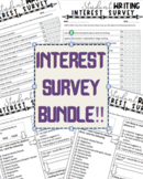Back to School Parent, Reading, Writing Interest Surveys Bundle