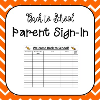 Preview of Back to School Parent Sign In (Editable)