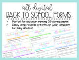 Back to School Parent & Student Forms •  Editable • Digital