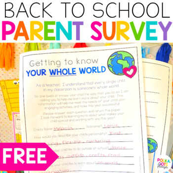 Preview of FREE Back to School Parent Survey | Parent Communication